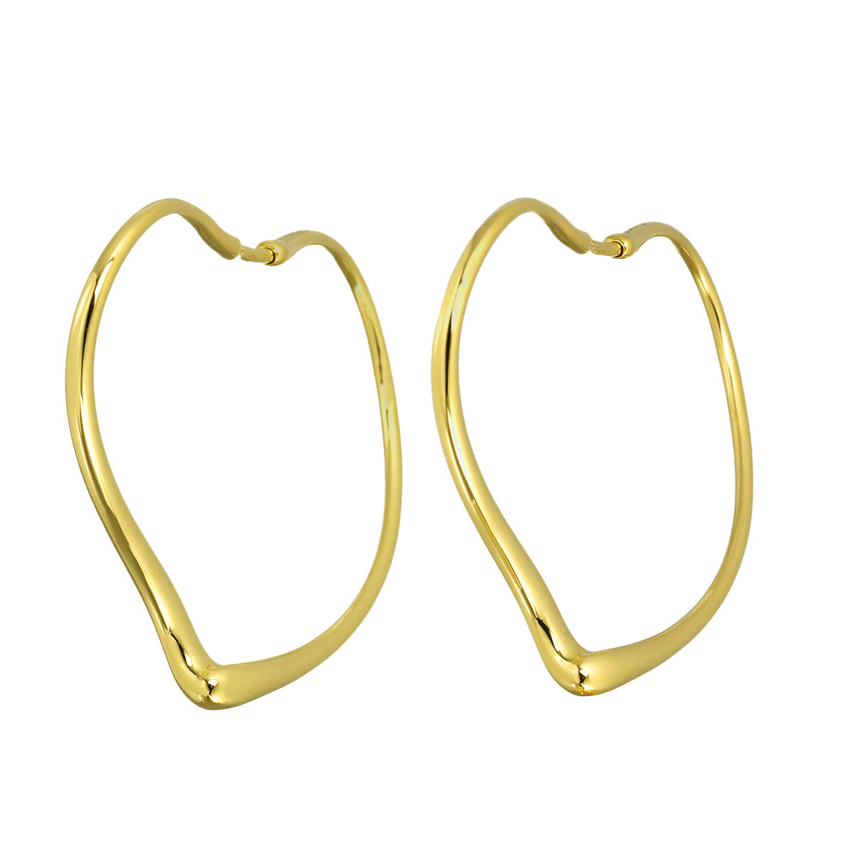 Open Heart Earrings Pierced 18K YG Yellow Gold 750