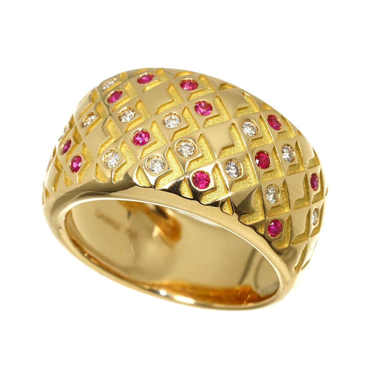 Ruby Diamond Ring 18K YG 750 size6-6.25(US)