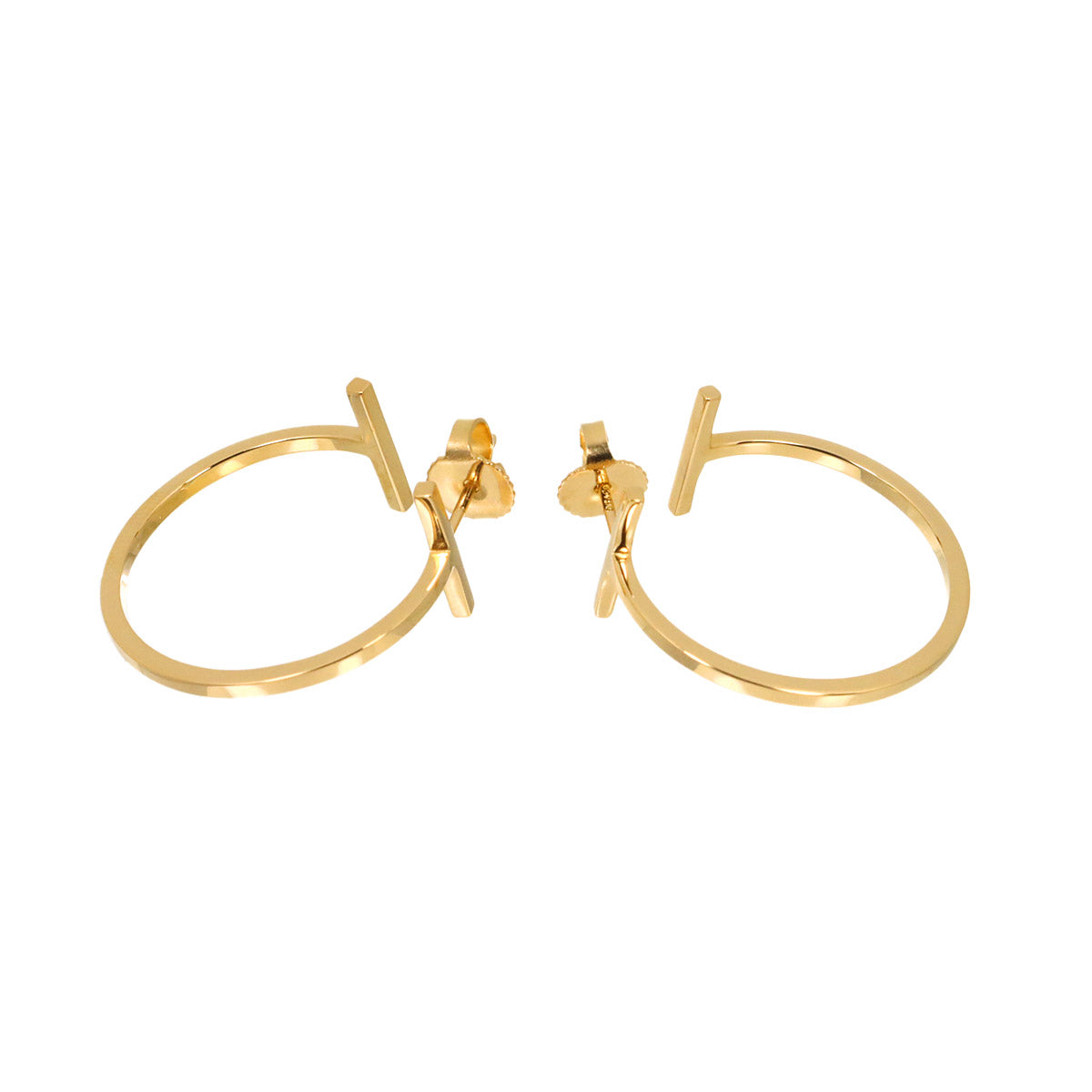 T wire Earrings Pierced 18K Pink Gold 750