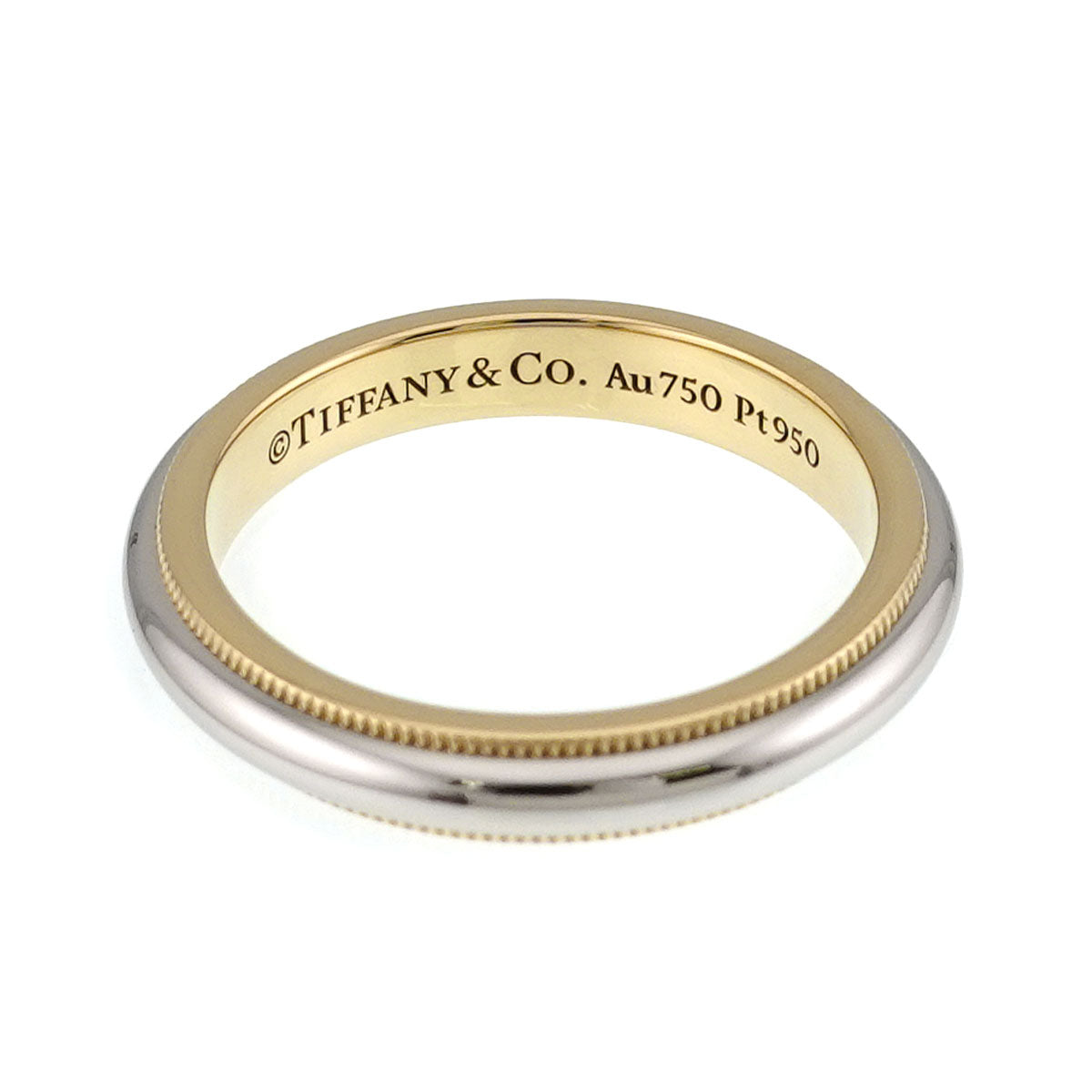 Milgrain Band Ring 18K 750 YG Pt Platinum Size6.5-6.75(US)