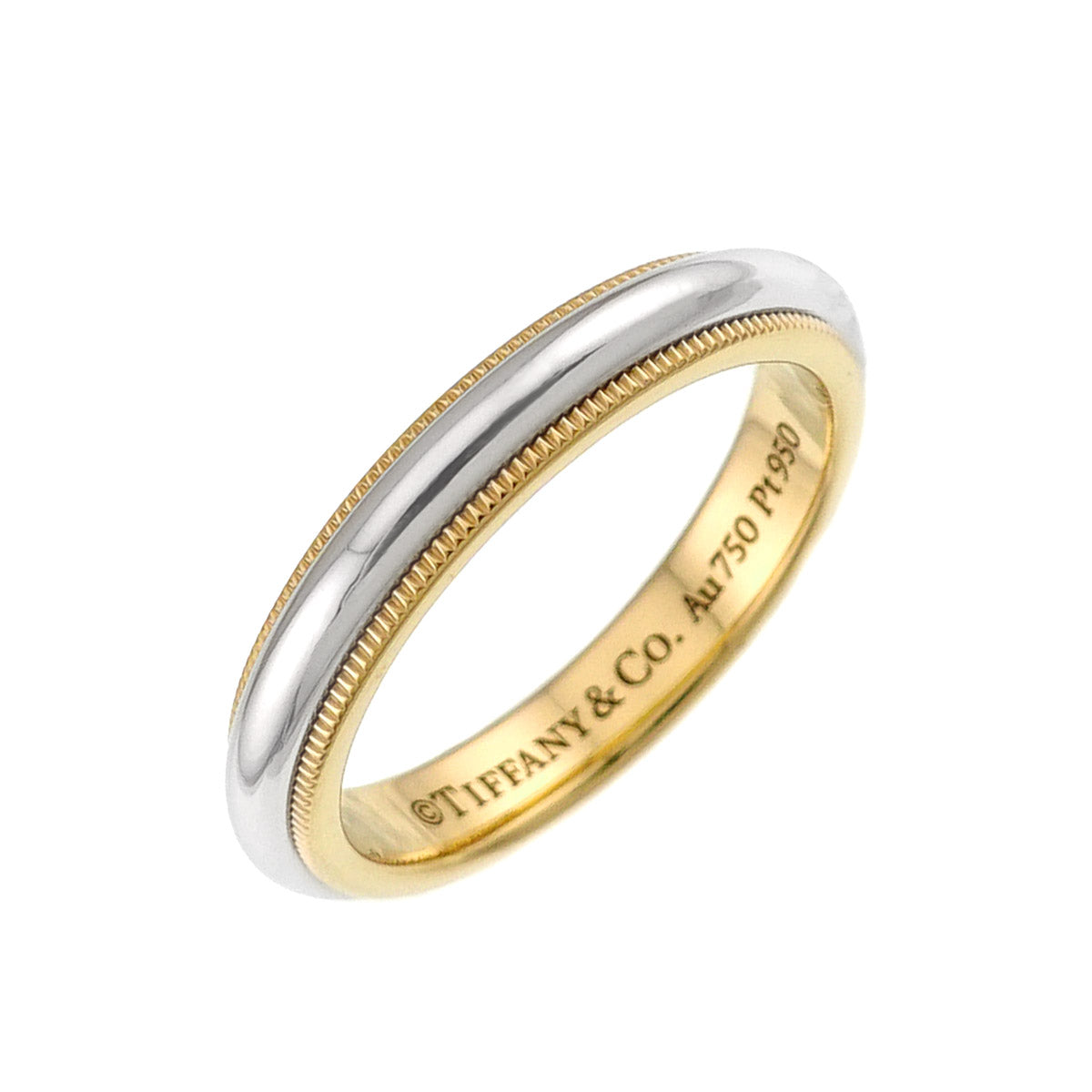 Milgrain Band Ring 18K 750 YG Pt Platinum Size6.5-6.75(US)