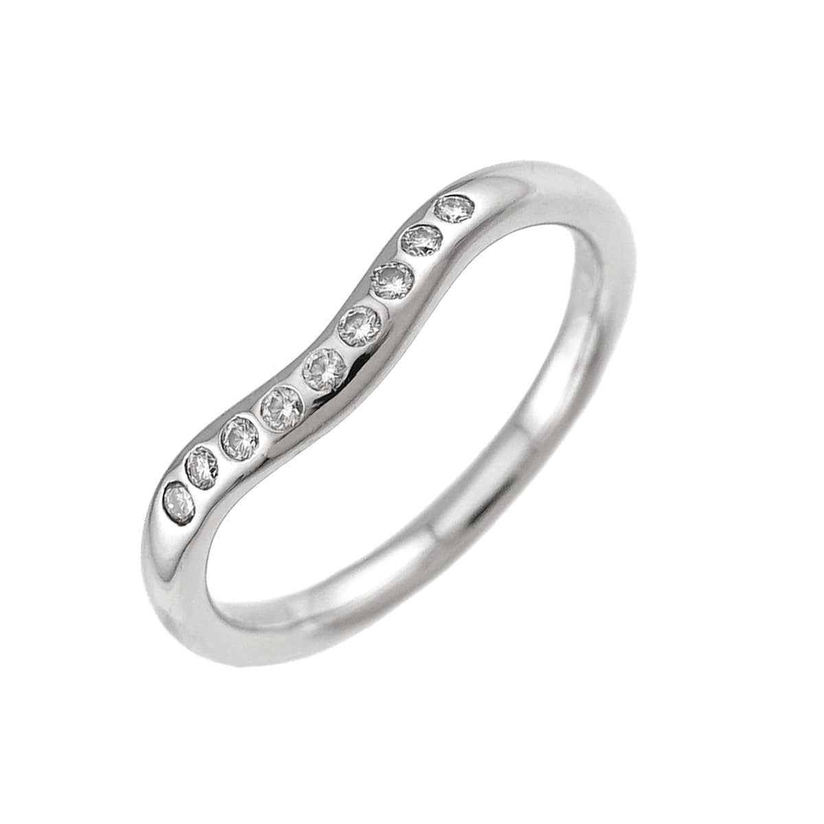 Curved Band Diamond Ring Platinum size3.75(US)