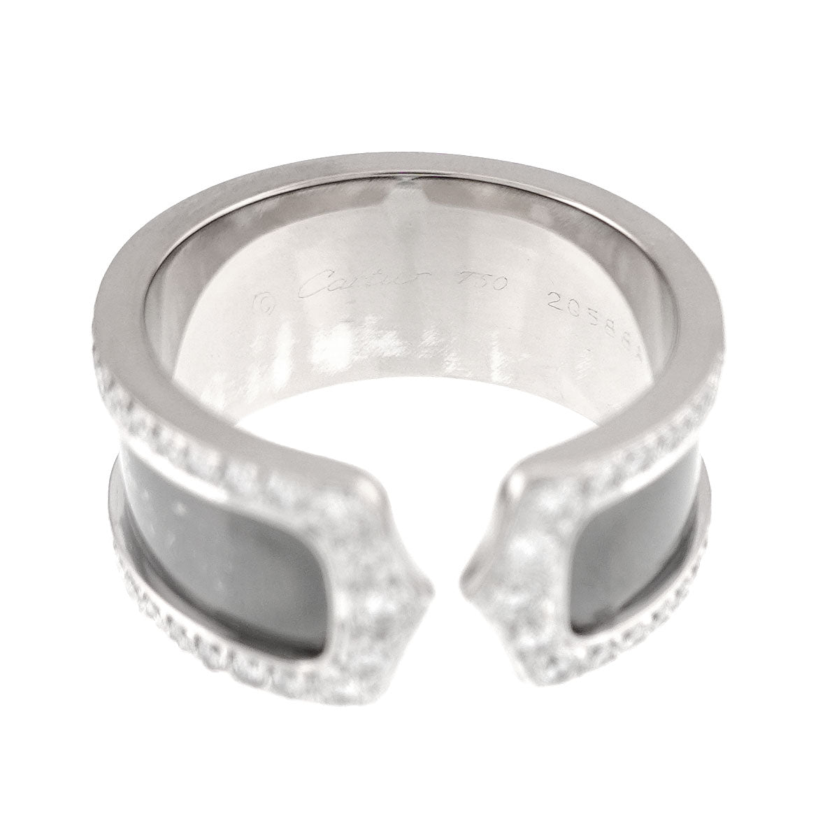 2C Black lacquer Diamond Ring 18K WG 750 size59 8.25-8.75(US)