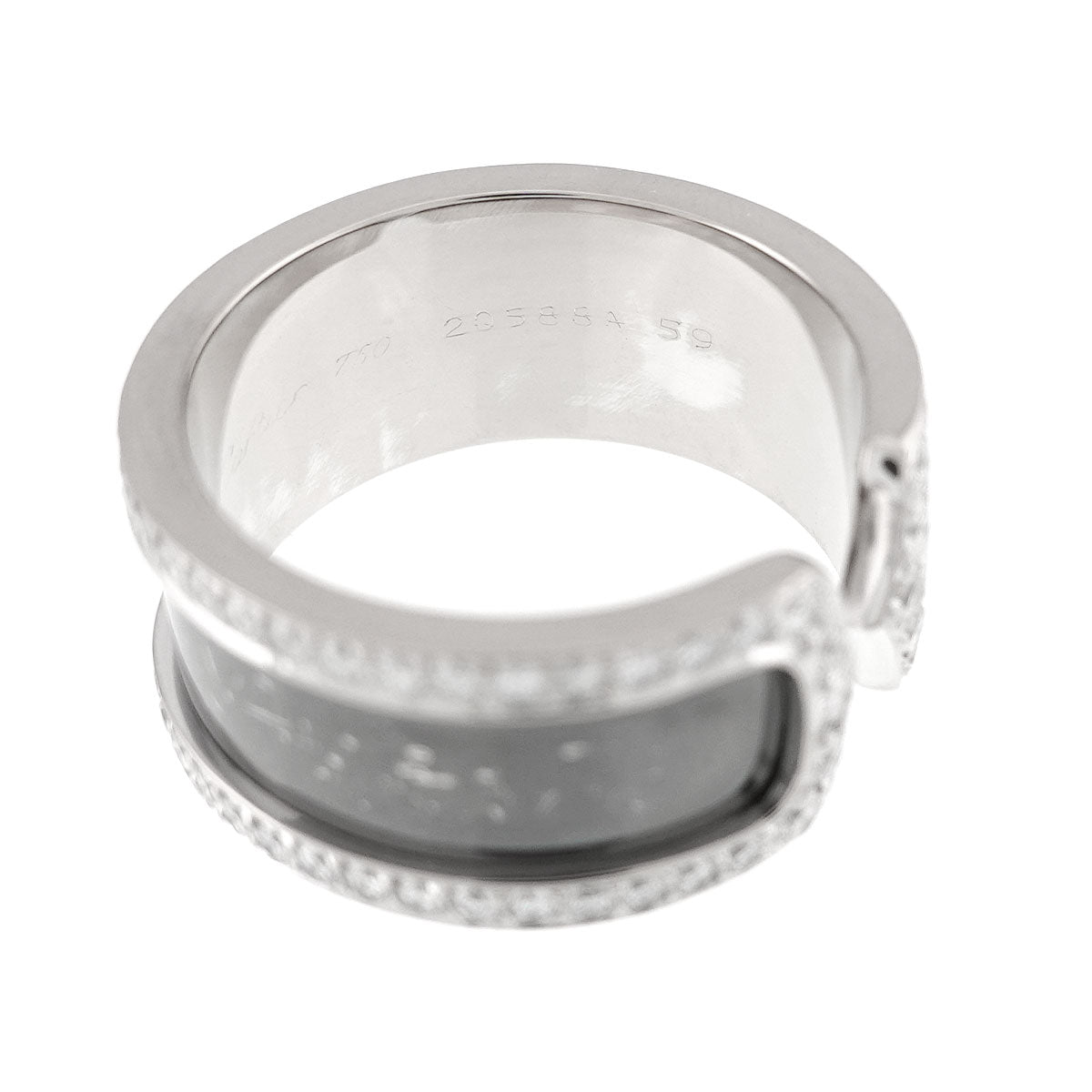 2C Black lacquer Diamond Ring 18K WG 750 size59 8.25-8.75(US)