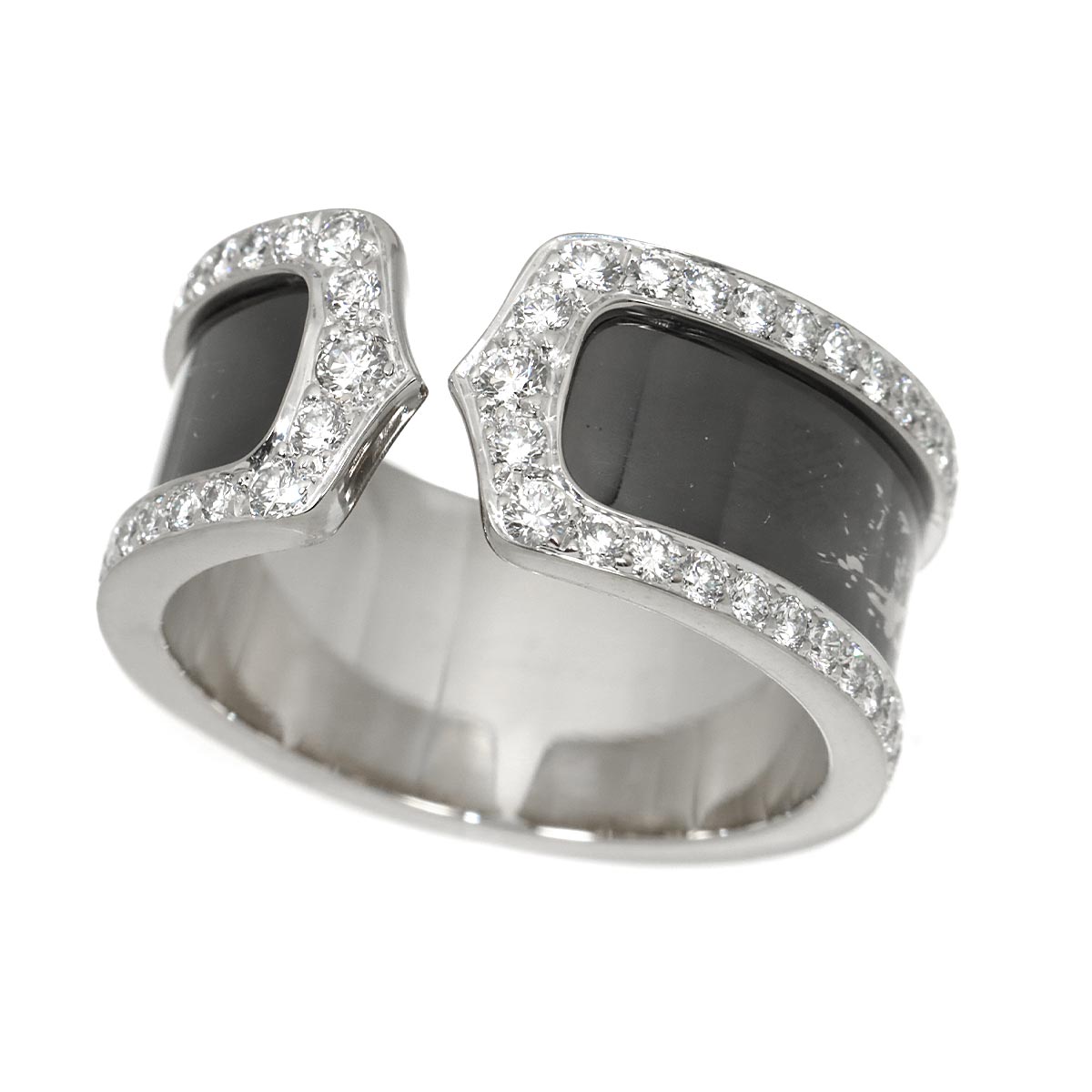 2C Black lacquer Diamond Ring 18K WG 750 size59 8.25-8.75(US)