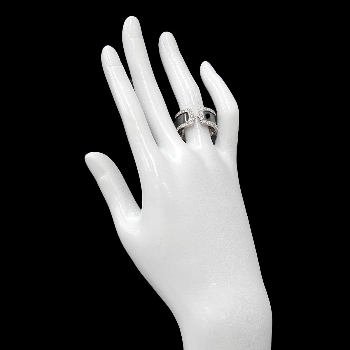 2C Black lacquer Diamond Ring 18K WG 750 size59 8.25-8.75(US)