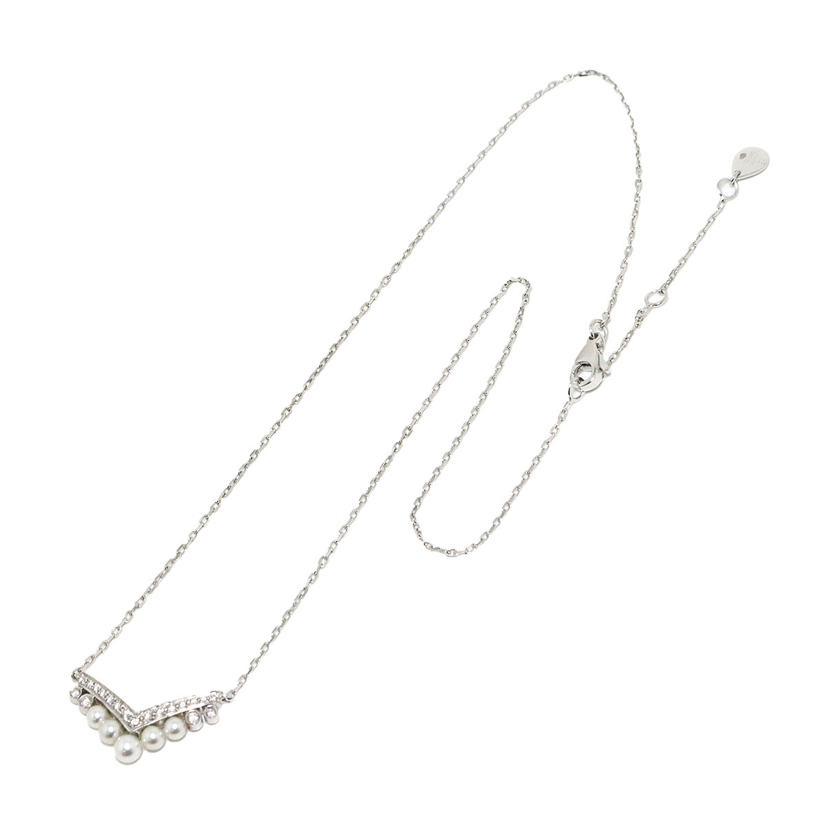 Josephine Akoya Pearl Diamond Necklace 18K WG White Gold 750