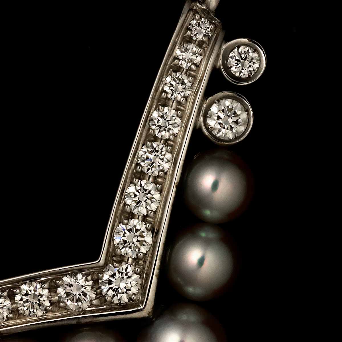Josephine Akoya Pearl Diamond Necklace 18K WG White Gold 750