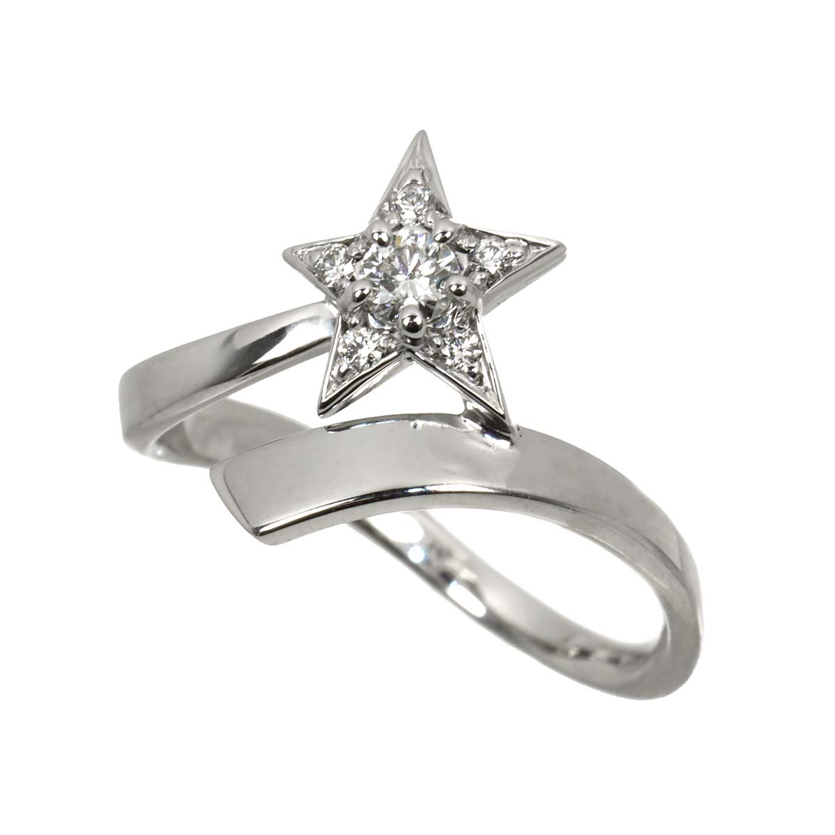 Comet Diamond Ring 18K White Gold 750 size51 5.5-5.75(US)