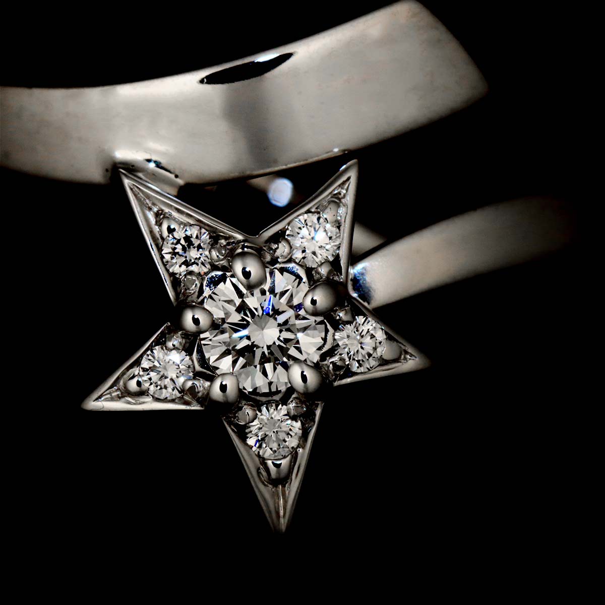 Comet Diamond Ring 18K White Gold 750 size51 5.5-5.75(US)