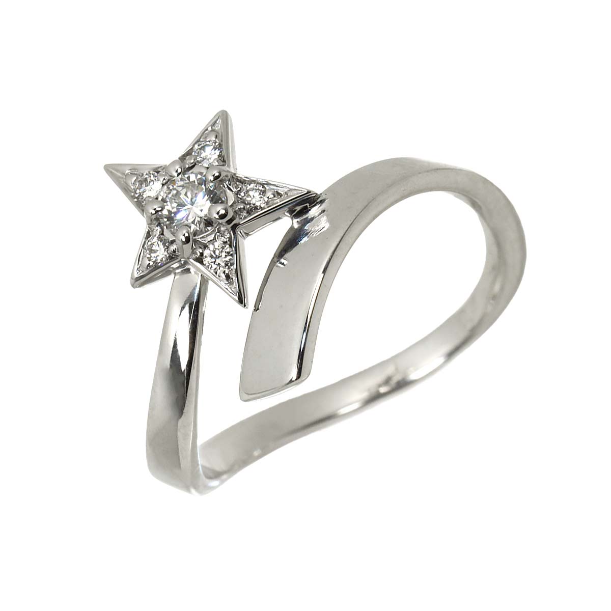 Comet Diamond Ring 18K White Gold 750 size51 5.5-5.75(US)