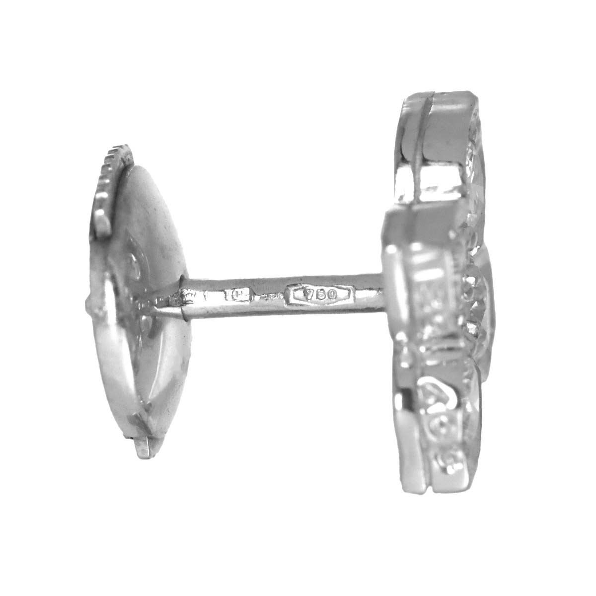 Hindu Diamond Earrings Pierced 18K WG 750