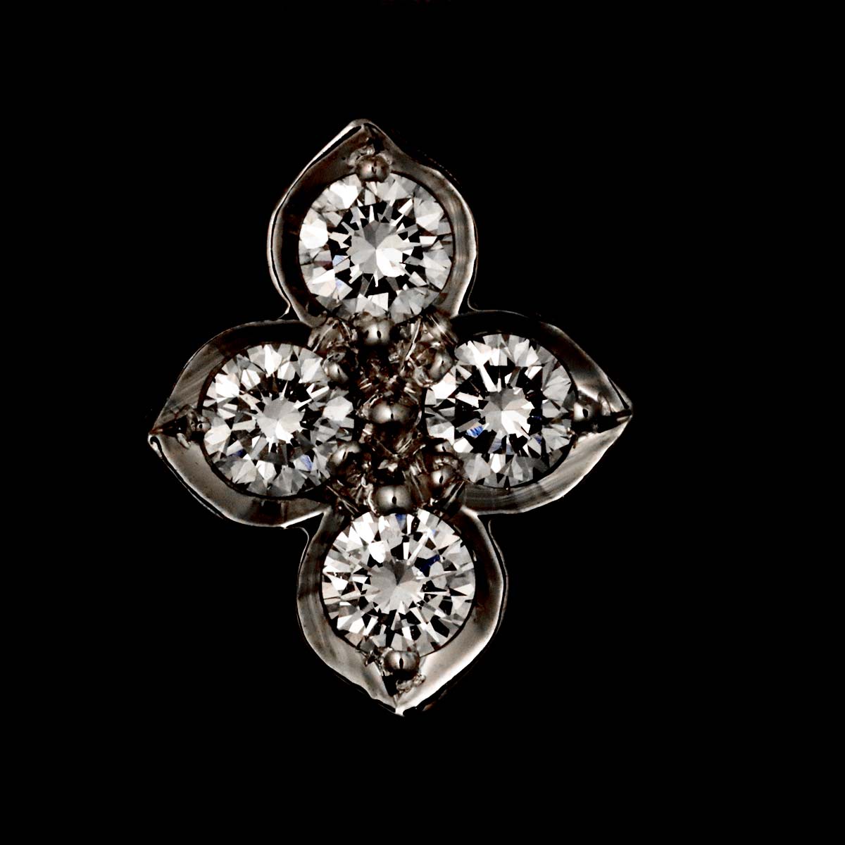 Hindu Diamond Earrings Pierced 18K WG 750
