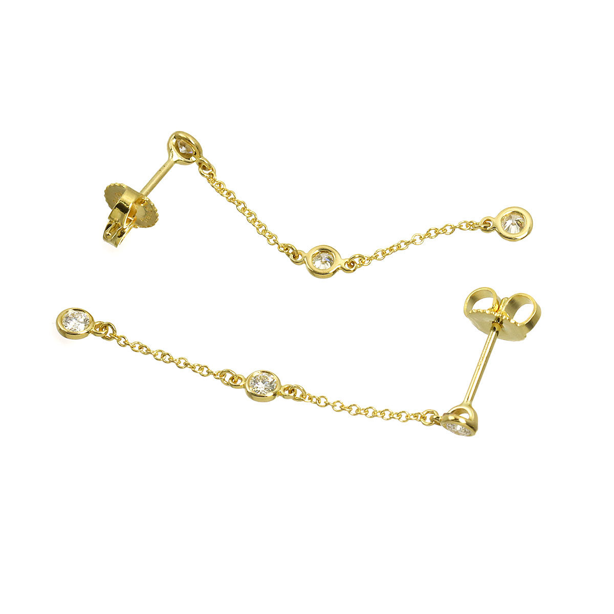 By The Yard Diamond Earrings Pierced 18K Yellow Gold 750