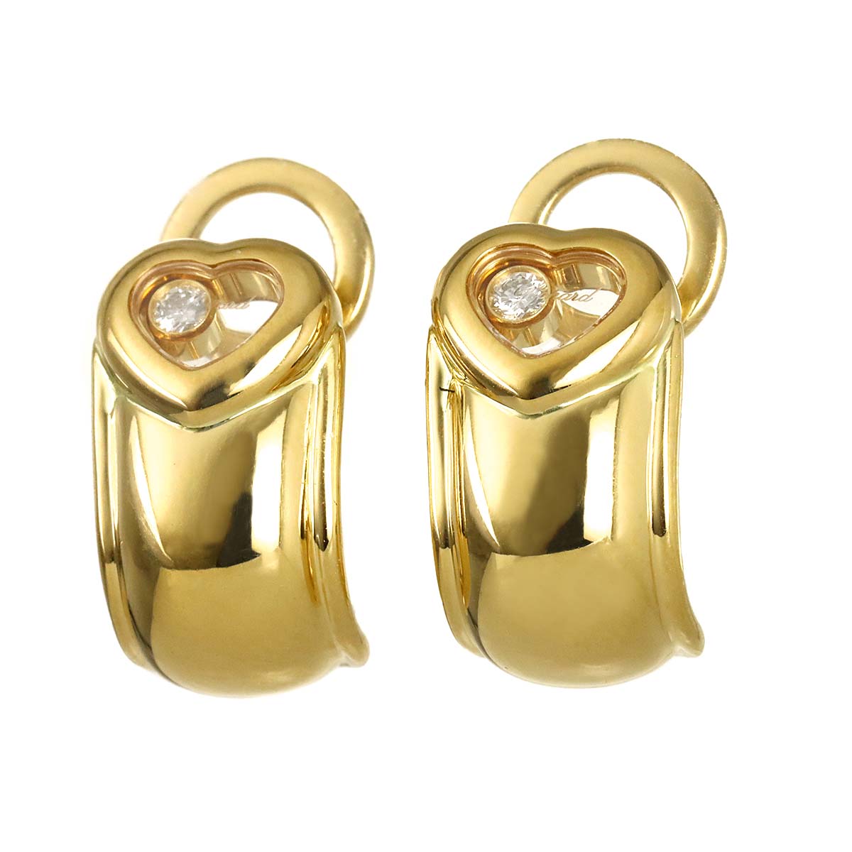 Happy Diamond Heart Earrings Clip on K18 YG 750