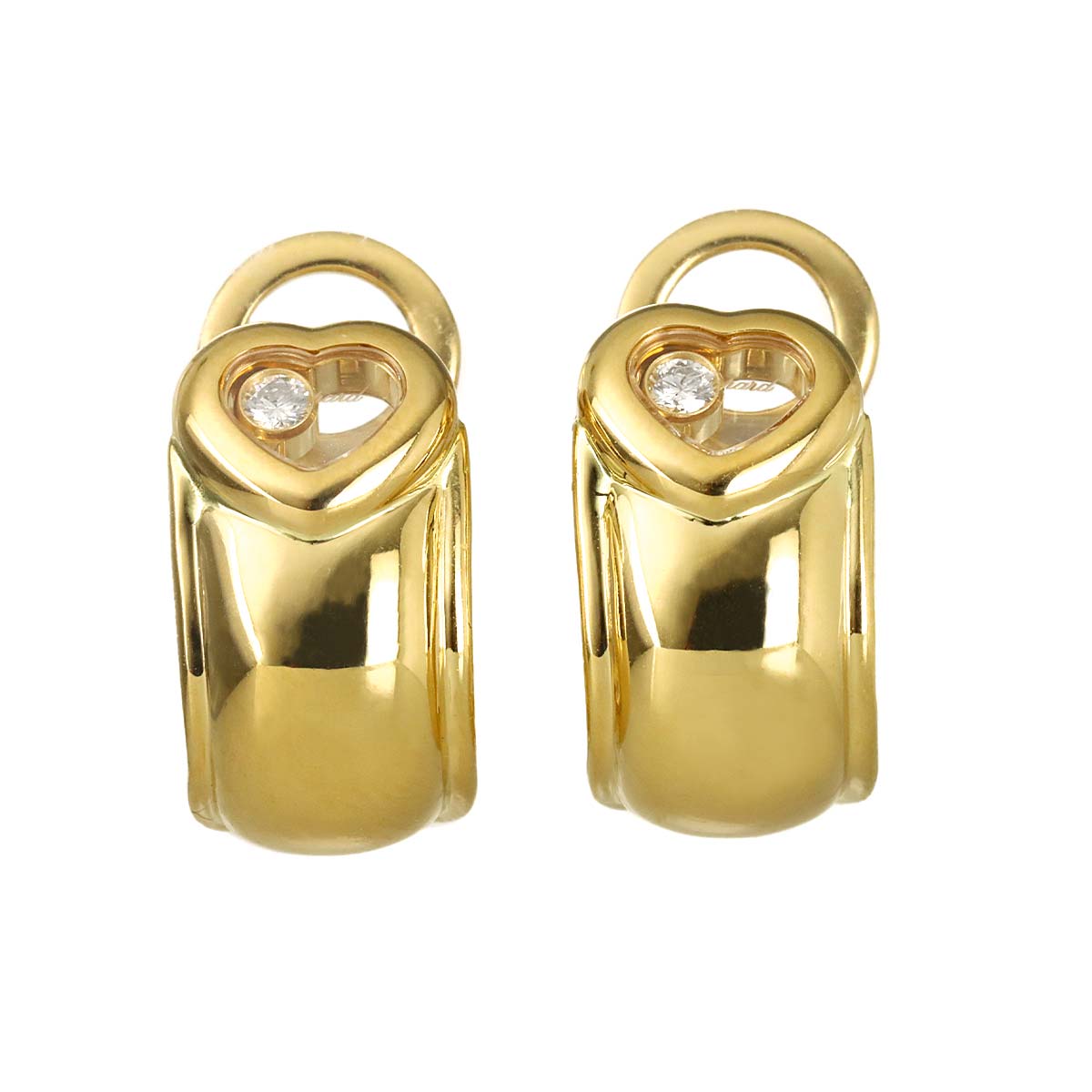 Happy Diamond Heart Earrings Clip on K18 YG 750