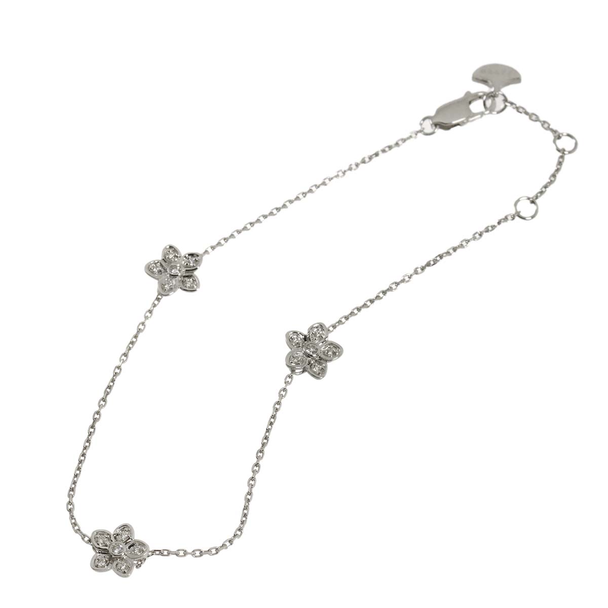 Diamond Flower Motif Bracelet 18K WG 750