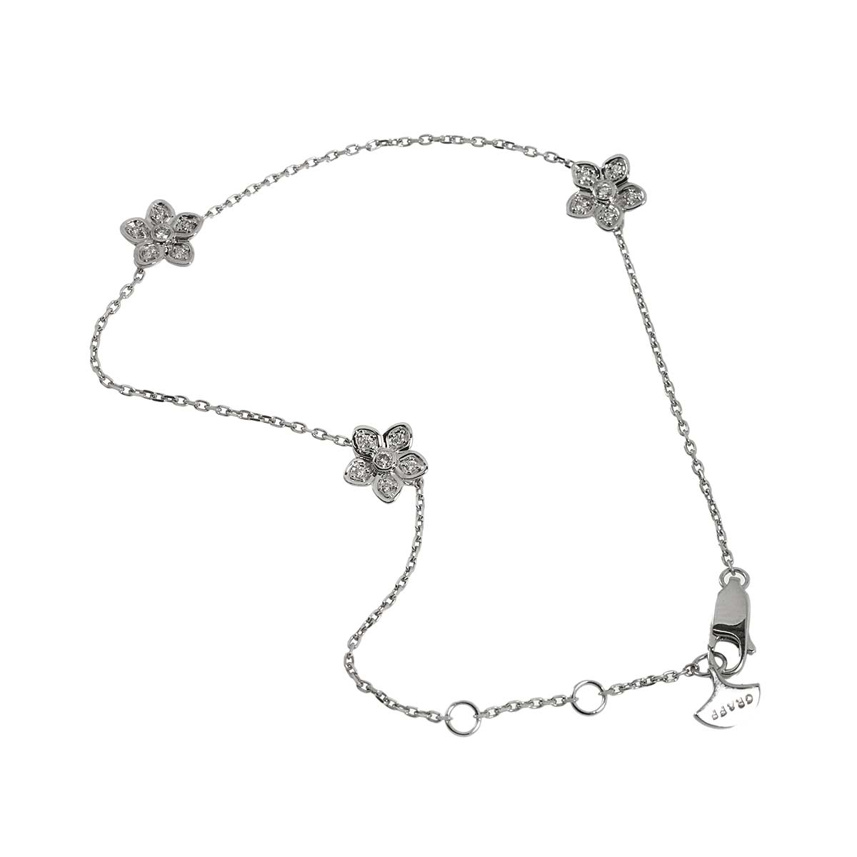 Diamond Flower Motif Bracelet 18K WG 750