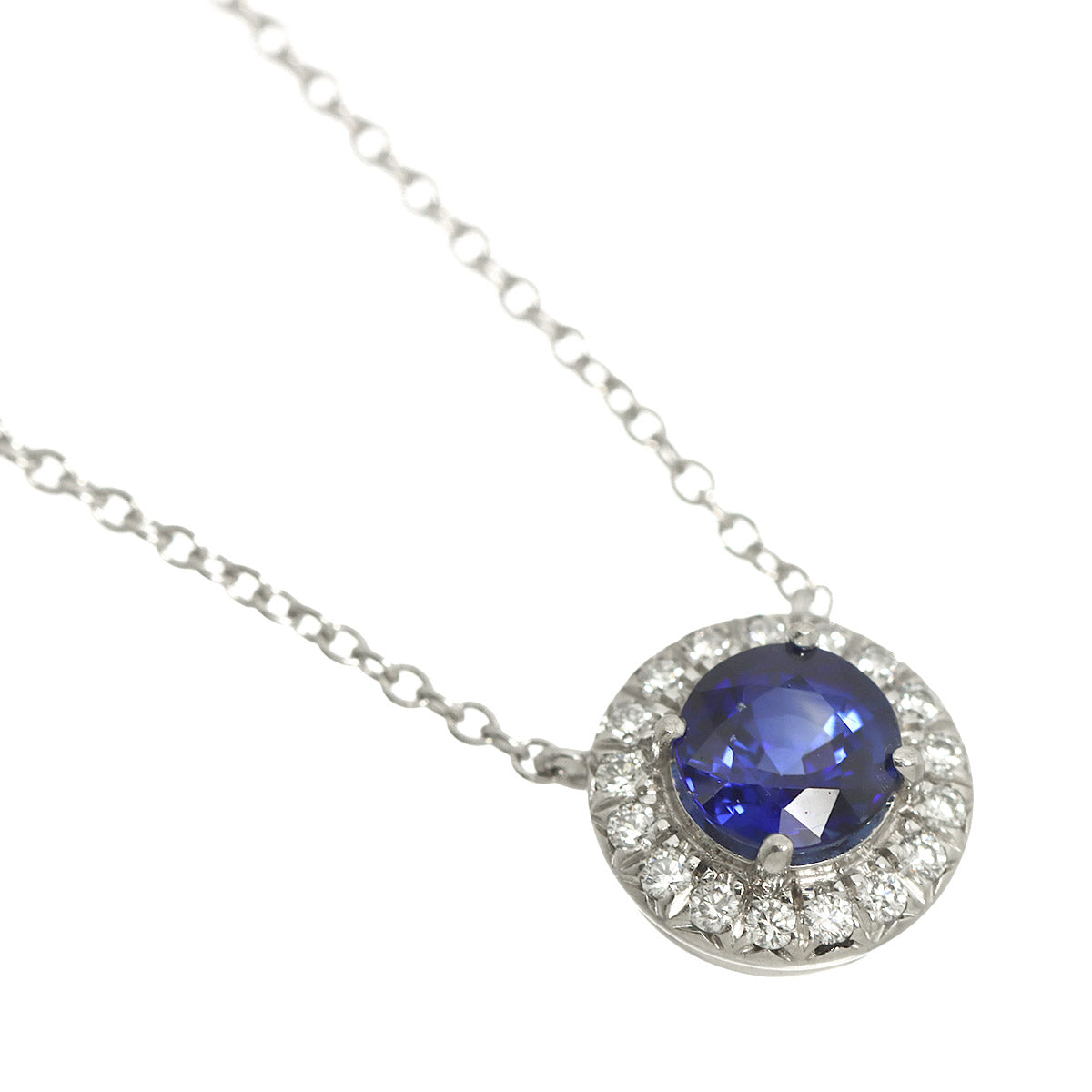 Soleste Sapphire Diamond Necklace Platinum