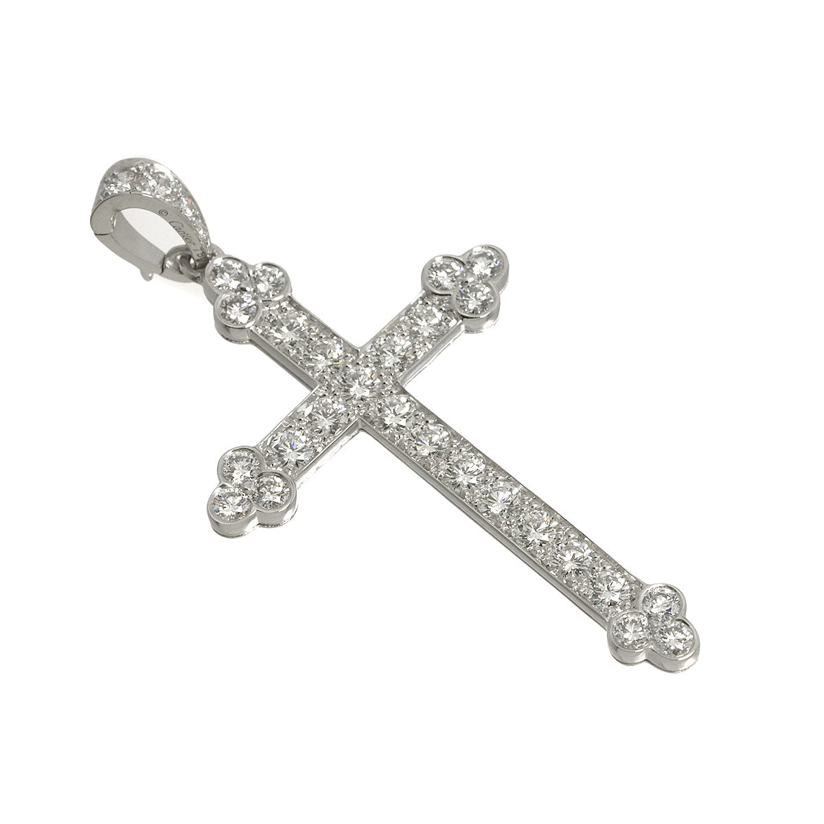 Gothic Cross Diamond Pendant 18K White Gold 750