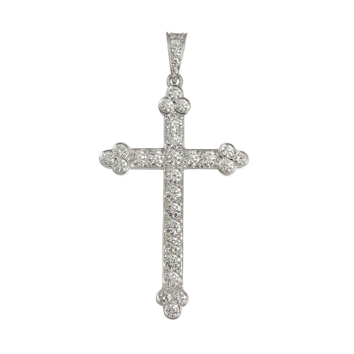 Gothic Cross Diamond Pendant 18K White Gold 750