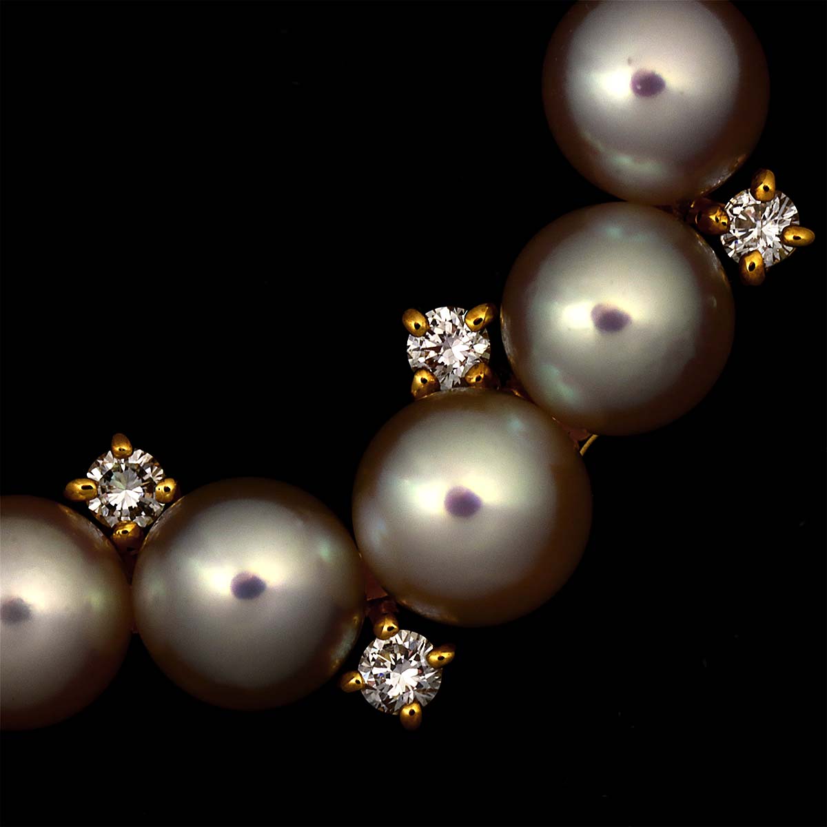 Akoya Pearl 4.4-4.2mm Diamond 0.05ct Necklace 18K YG 750