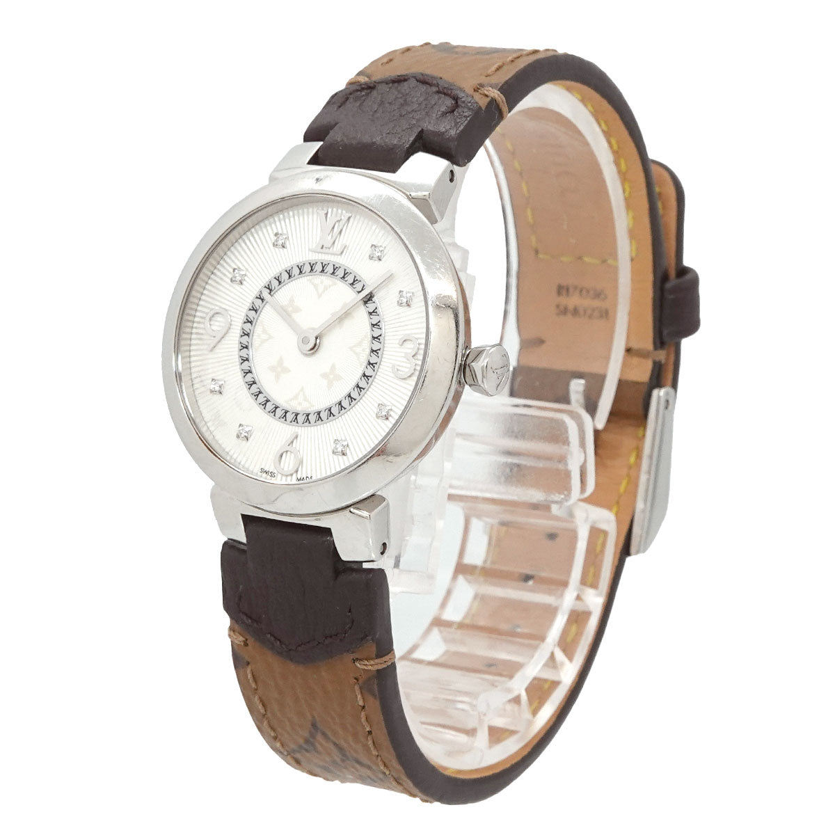 Tambour Slim Q12MG Silver Dial 8P Diamond Ladies Watch