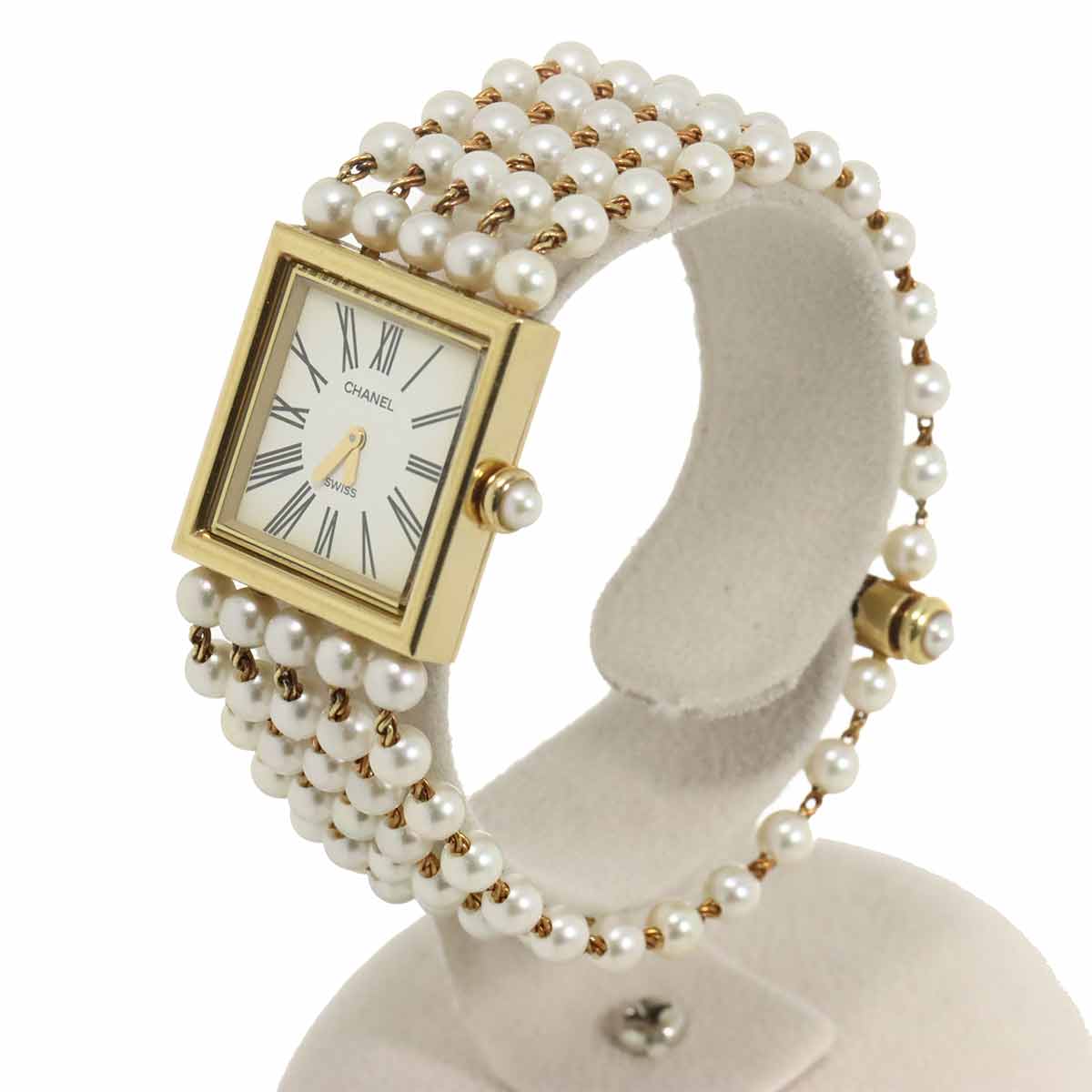 Mademoiselle Pearl Bracelet H0007 750 YG White Dial Ladies