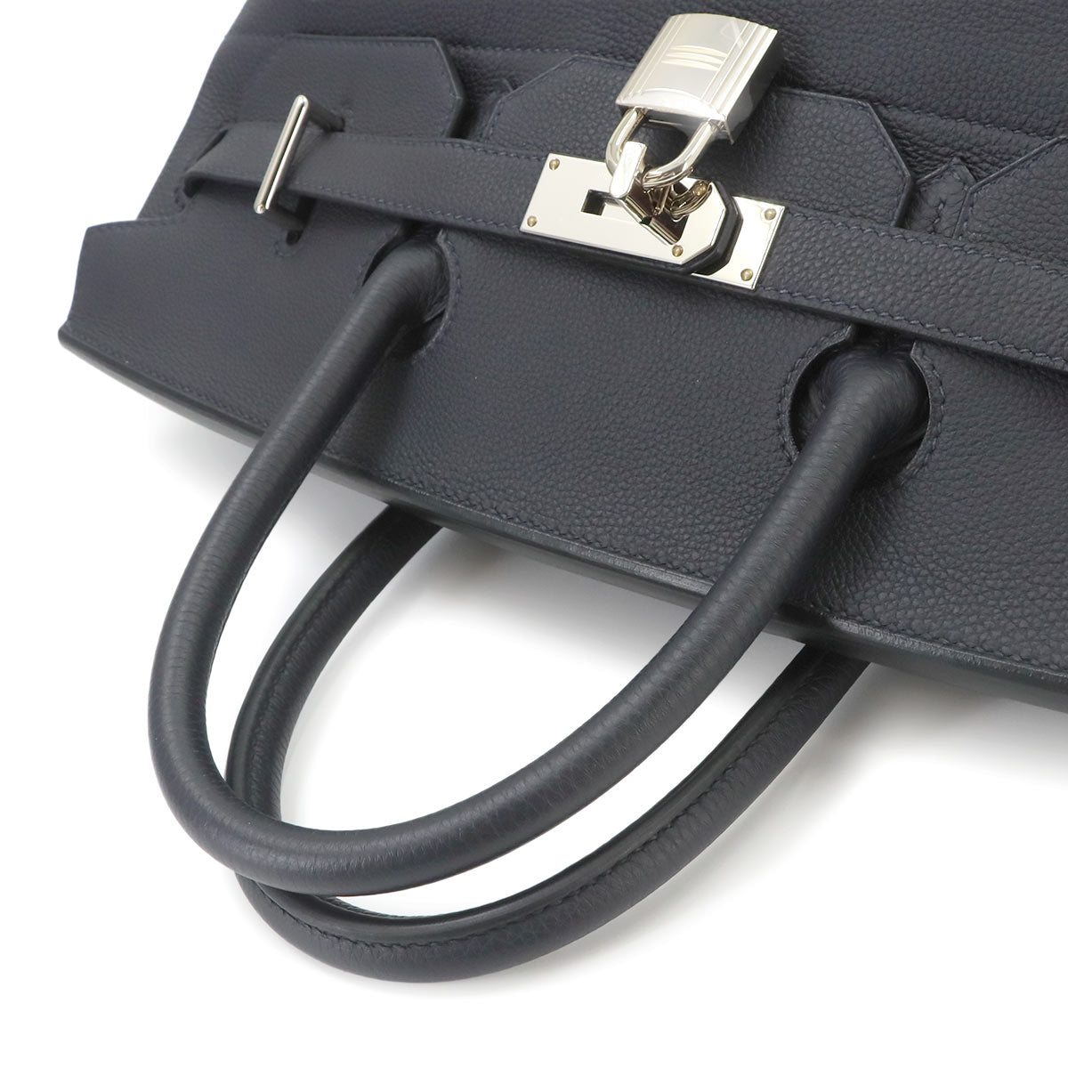 Haut a Courroies 40 Togo Leather Black Hand Bag Purse