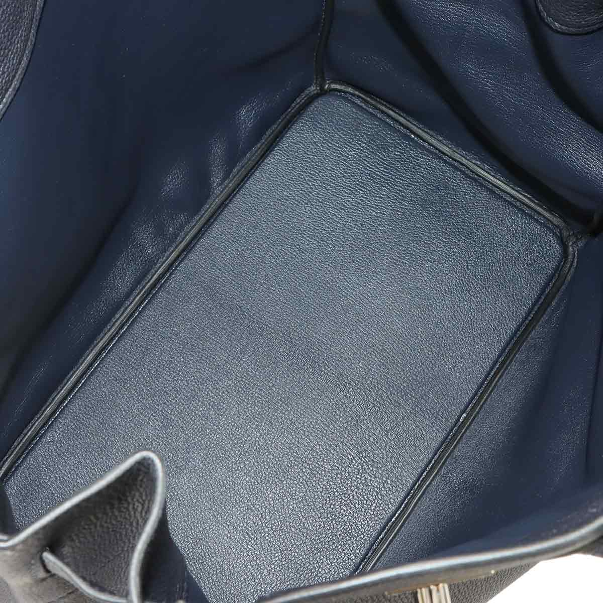 Haut a Courroies 40 Togo Leather Black Hand Bag Purse