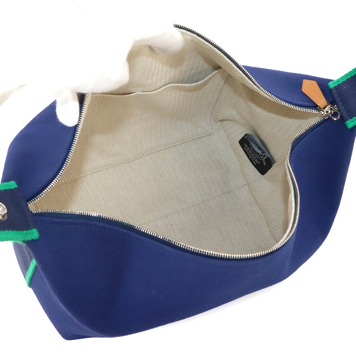 Bride a Brac GM Hand Bag Toile H Blue Marine Green Pouch