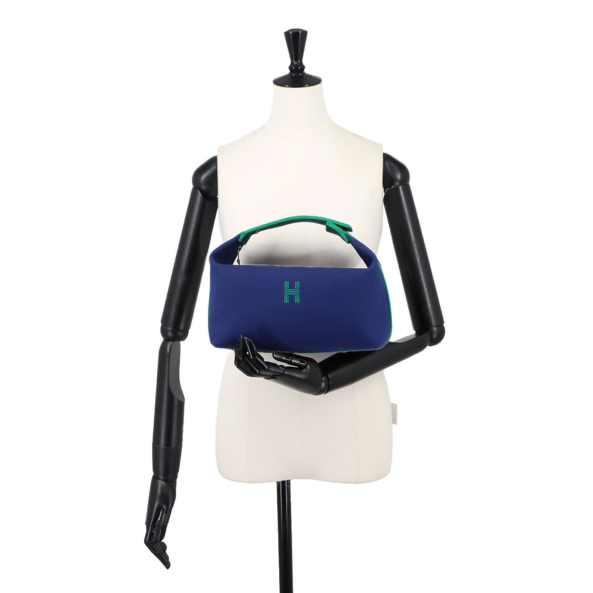 Bride a Brac GM Hand Bag Toile H Blue Marine Green Pouch