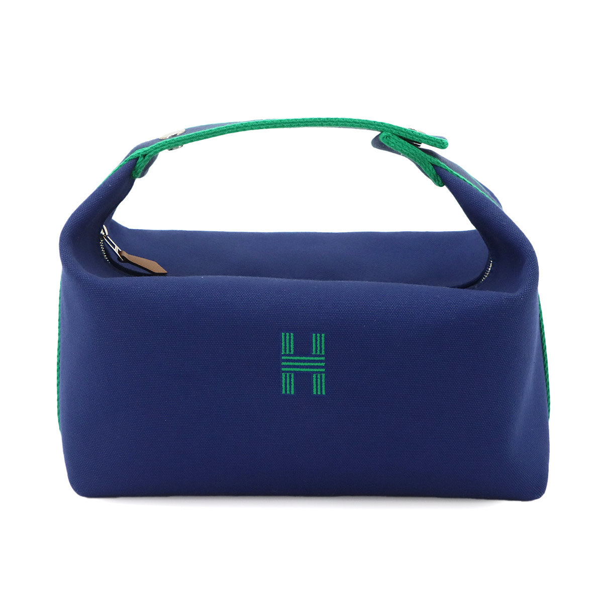 Bride a Brac GM Hand Bag Toile H Blue Marine Green Pouch
