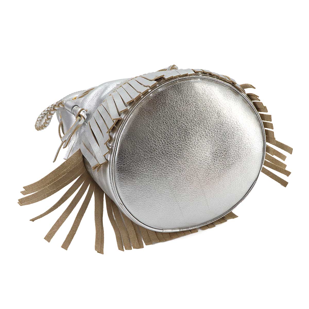 Carnival Fringe Drawstring Hand Shoulder Bag Silver