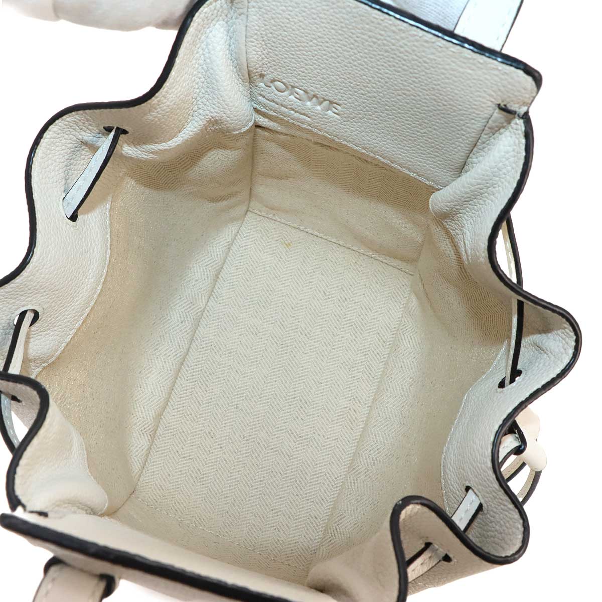 Hammock Drawstring Mini Hand Shoulder Bag Leather White