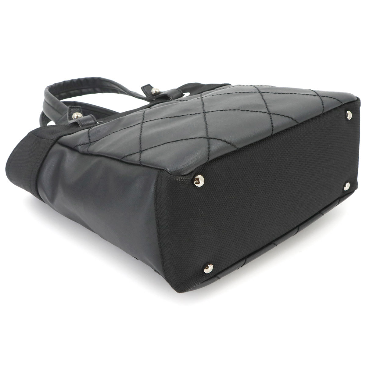 Paris Biarritz PM Tote Bag PVC Nylon Leather Black A34208 Purse