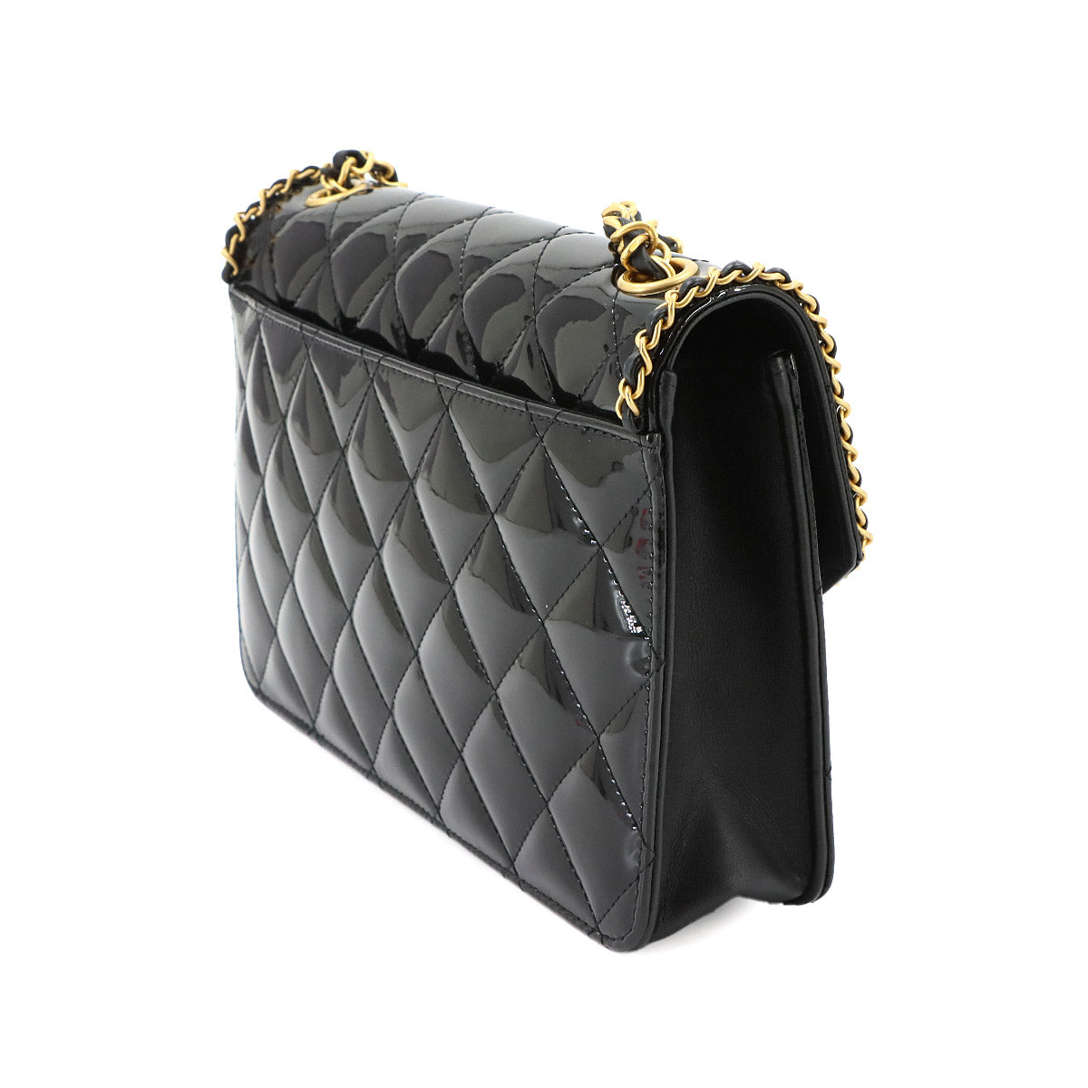 Matelasse Chain Shoulder Bag Enamel Black AP4900