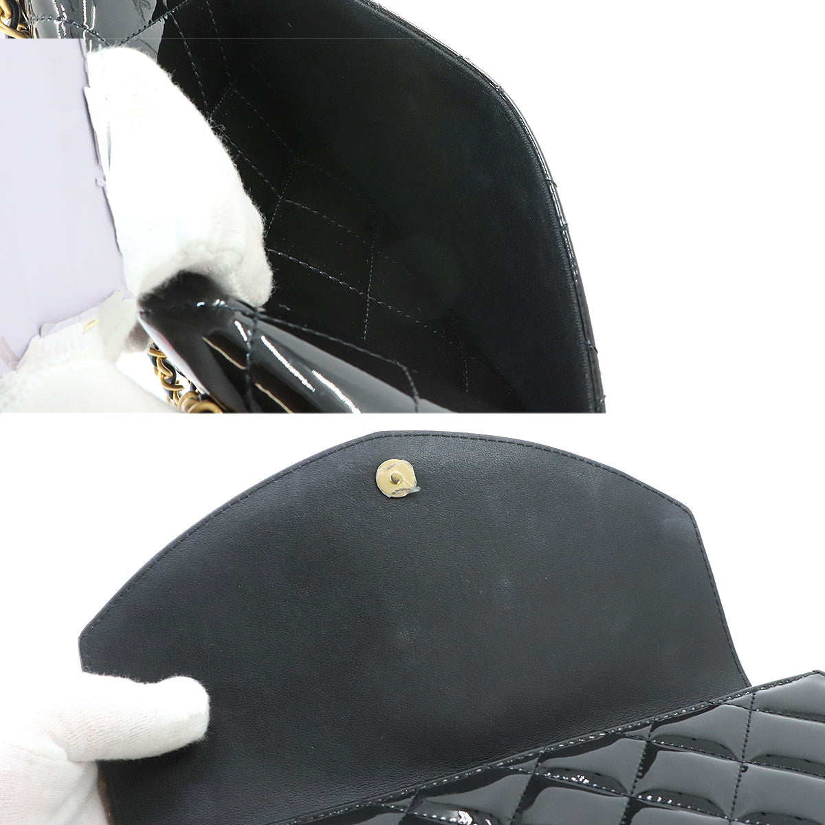 Matelasse Chain Shoulder Bag Enamel Black AP4900