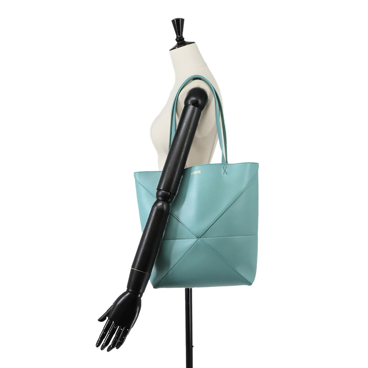 Medium Puzzle Fold tote Bag Leather Water Blue Purse