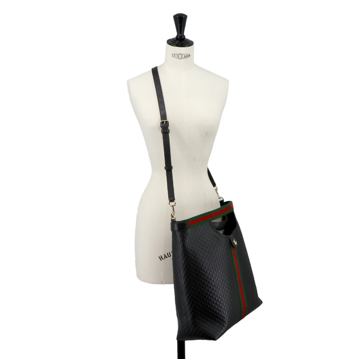 GG Embossed Ophidia 2way Tote Shoulder Bag Leather Black 865452