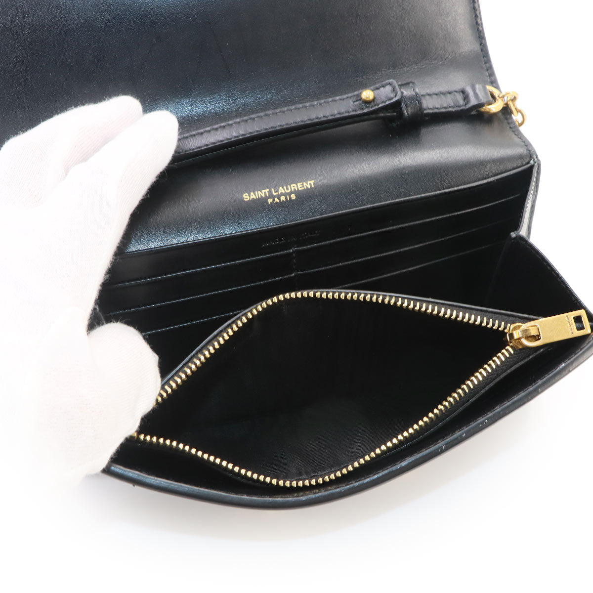 Le Maillon Chain Wallet Leather Black 696608