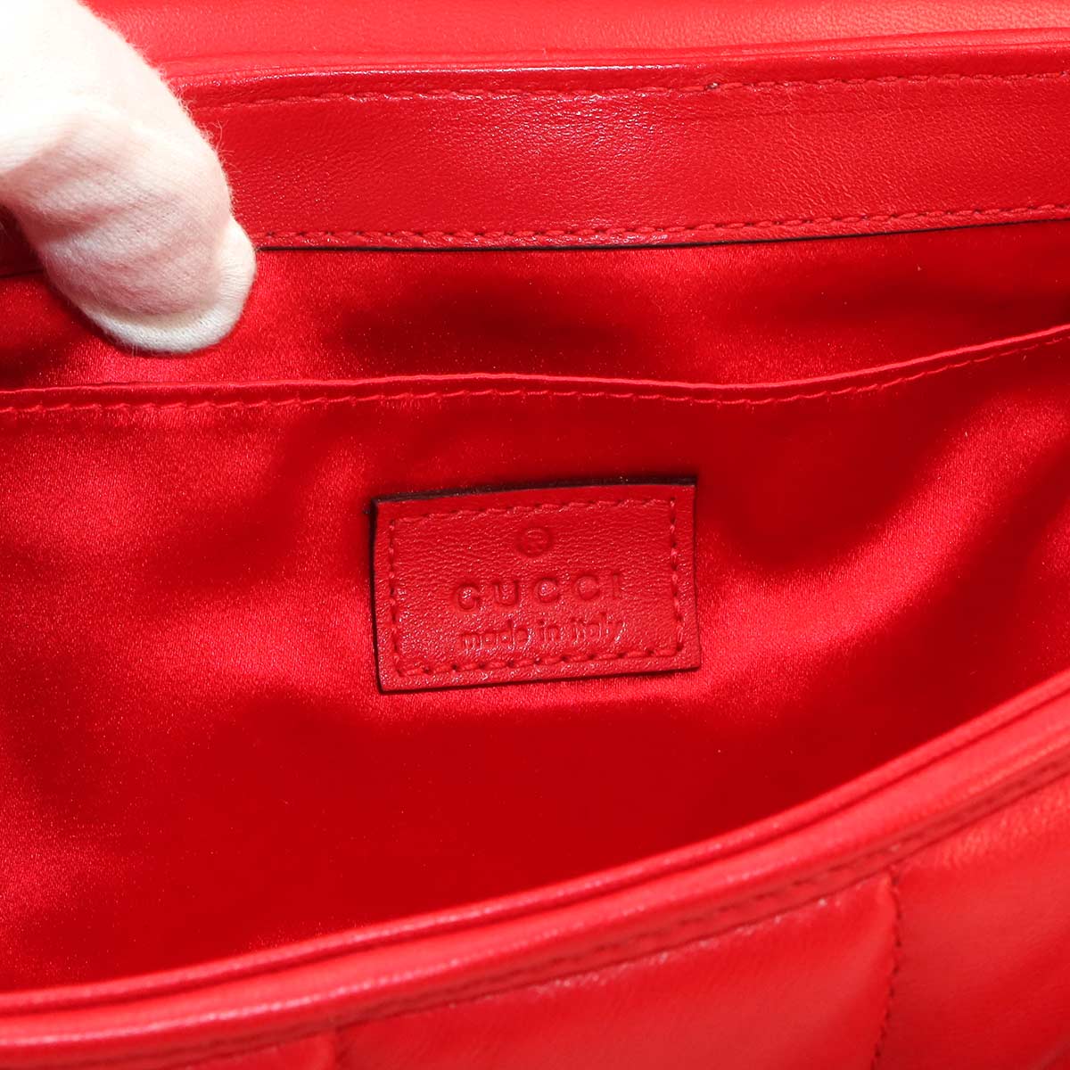 Horsebit Chain Shoulder Bag Leather Red 764255 Silver Hardware