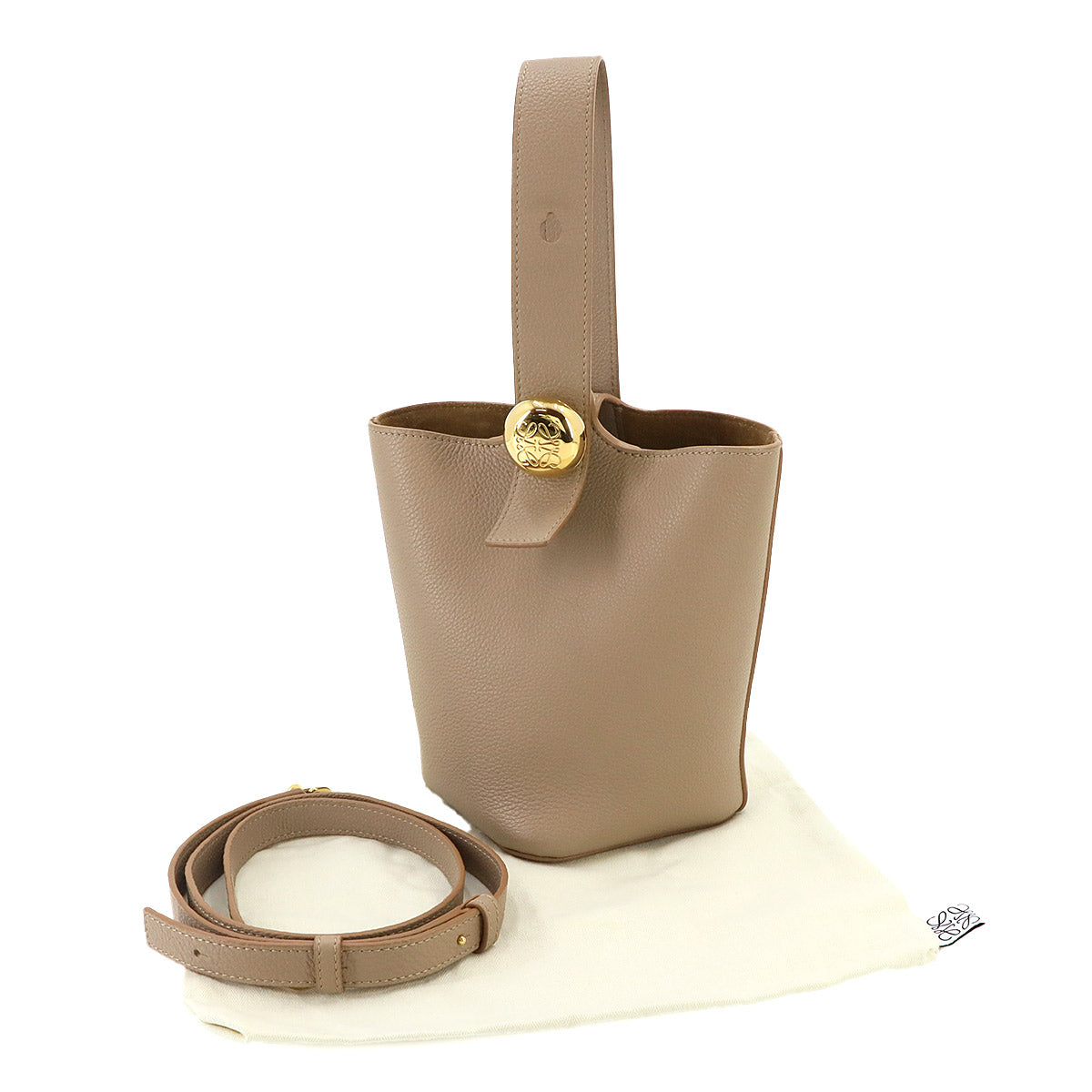 Pebble Bucket Bag Mini Hand Shoulder Bag Leather Sand