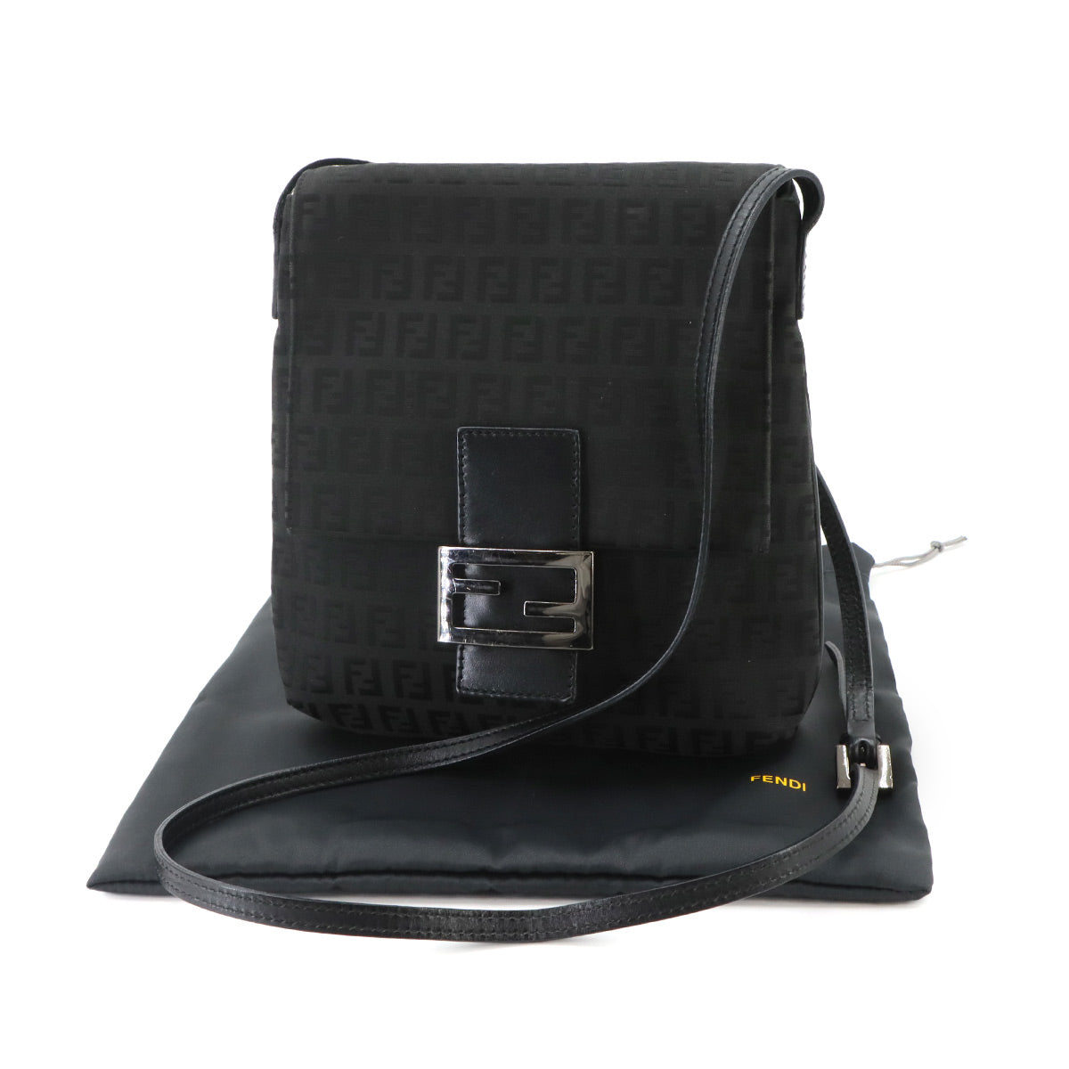 Zucchino Shoulder Bag Canvas Leather Black 8BT075