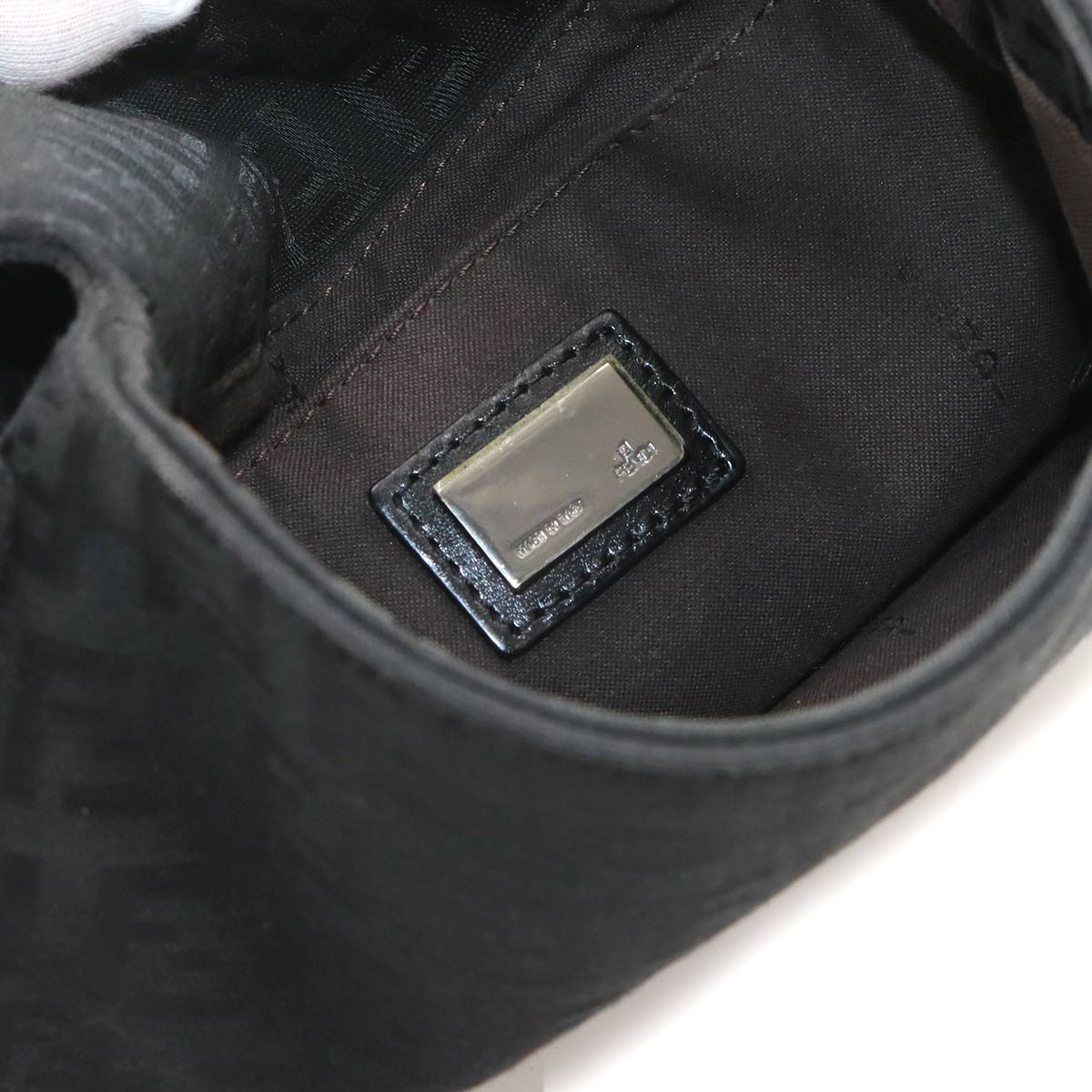 Zucchino Shoulder Bag Canvas Leather Black 8BT075