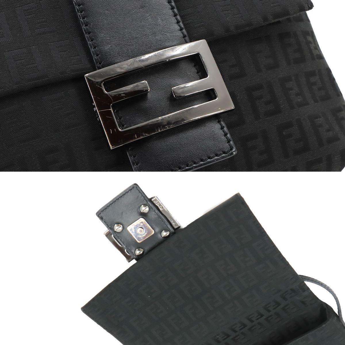 Zucchino Shoulder Bag Canvas Leather Black 8BT075