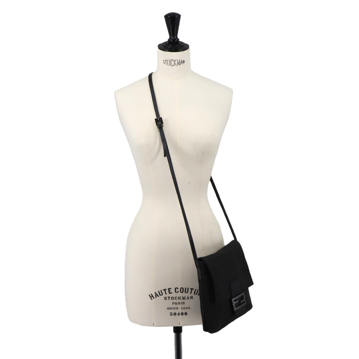 Zucchino Shoulder Bag Canvas Leather Black 8BT075