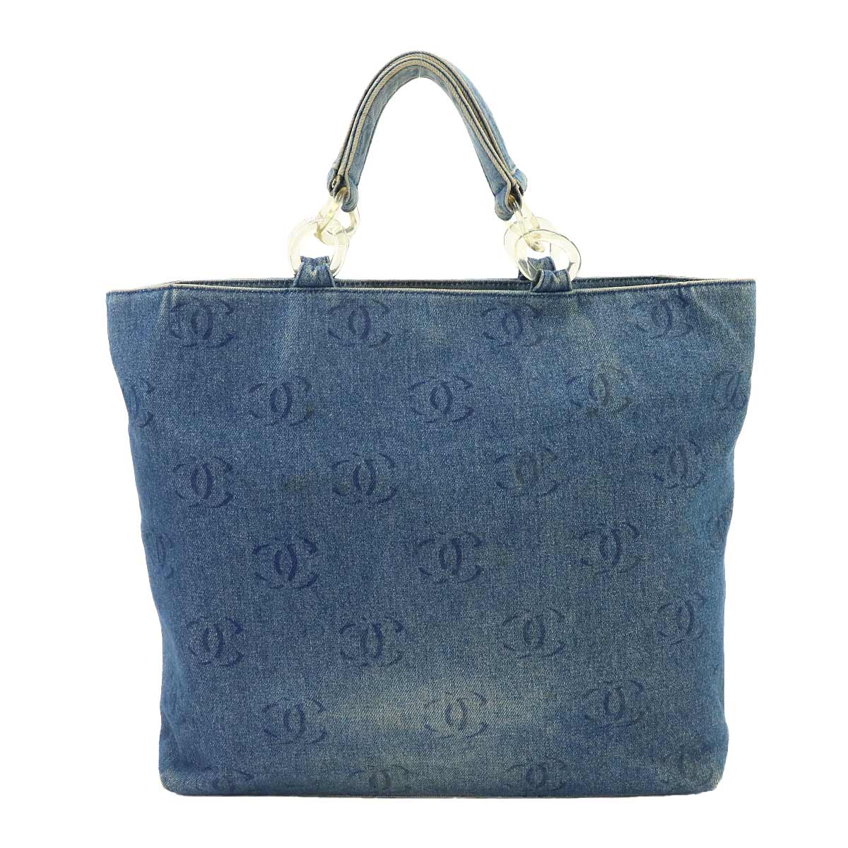 Plastic Chain Tote Bag Denim Blue Coco Mark Purse Vintage