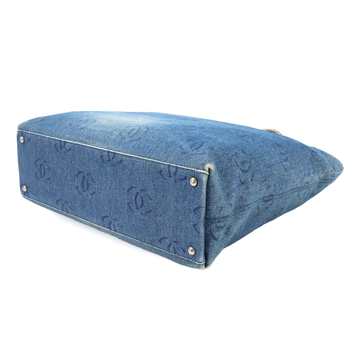 Plastic Chain Tote Bag Denim Blue Coco Mark Purse Vintage