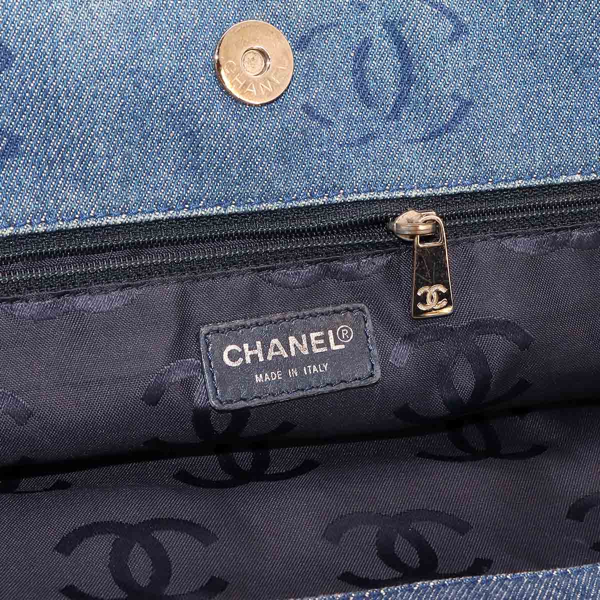 Plastic Chain Tote Bag Denim Blue Coco Mark Purse Vintage